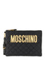 Moschino logo-patch quilted clutch