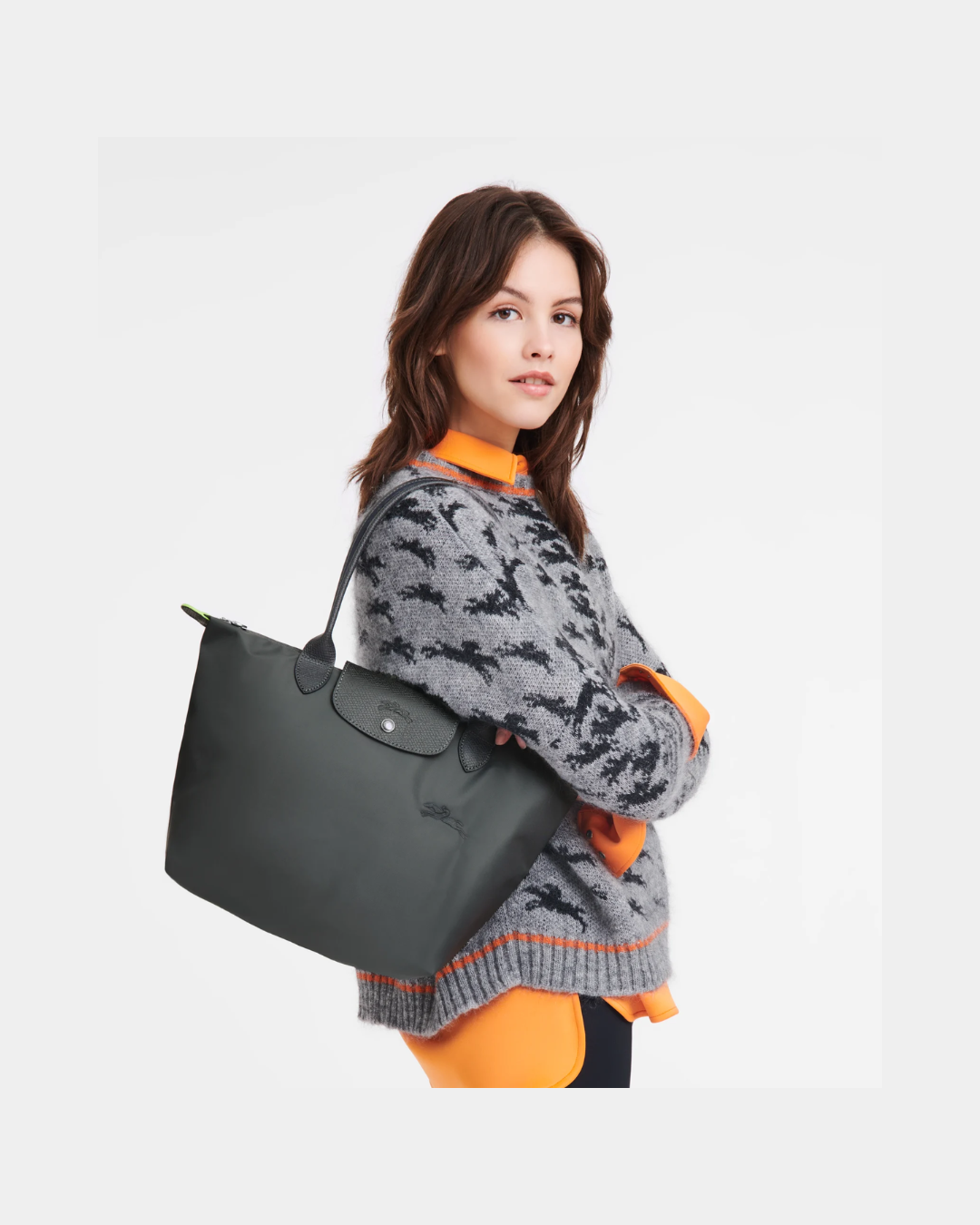 Longchamop Le Pliage Green M Tote Bag Graphite