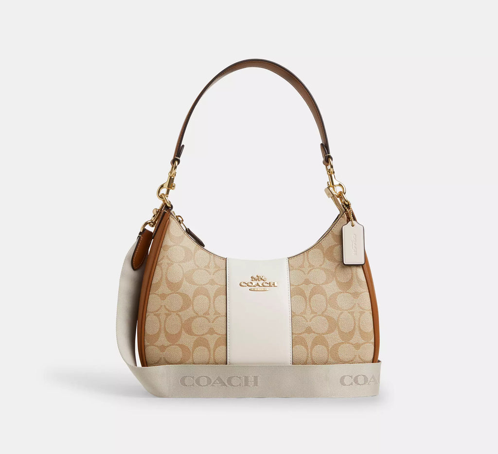 Teri Hobo Bag in Signature Canvas with Stripe