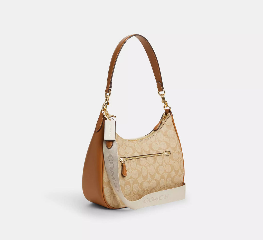 Teri Hobo Bag in Signature Canvas with Stripe