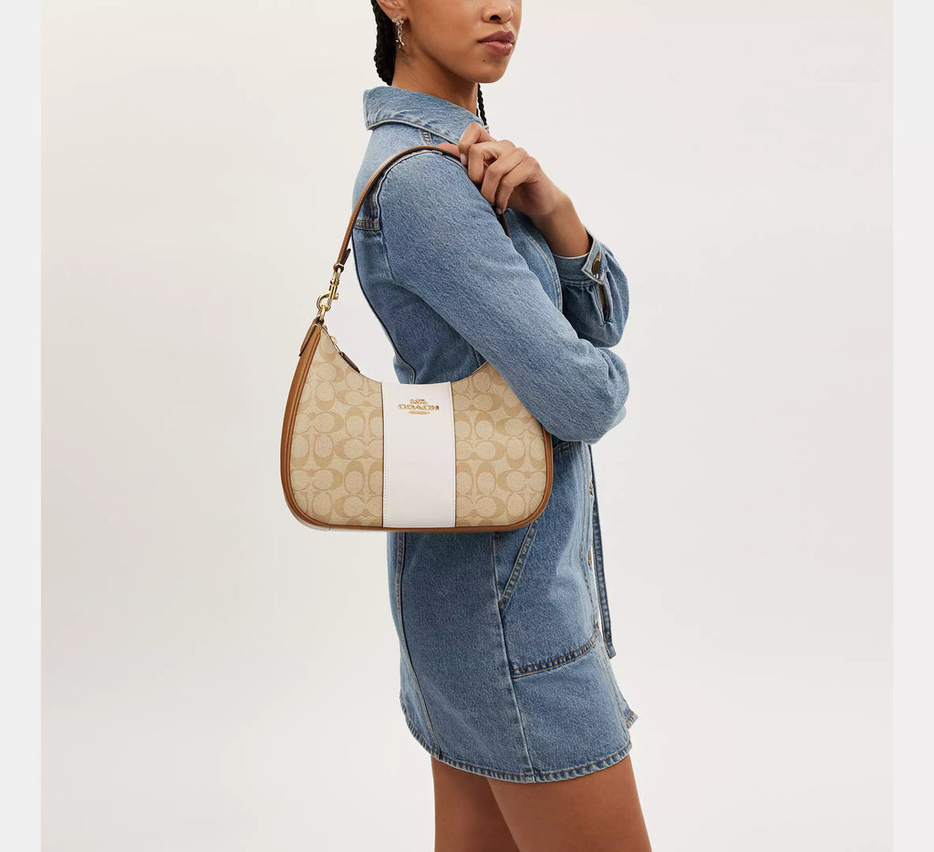 Teri Hobo Bag in Signature Canvas with Stripe