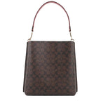 Mollie Bucket Bag 22 In Signature Canvas in Brown / Red