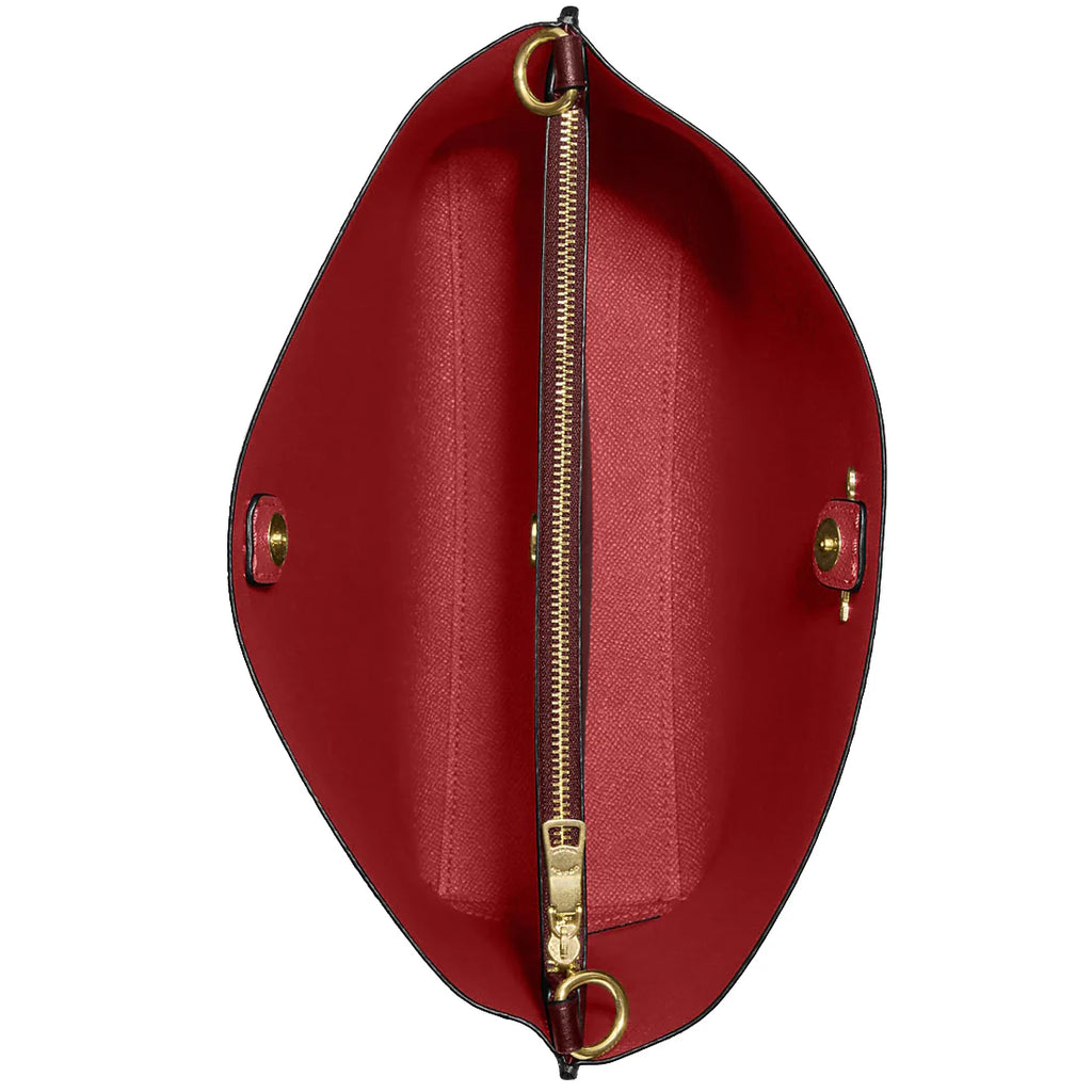 Mollie Bucket Bag 22 In Signature Canvas in Brown / Red