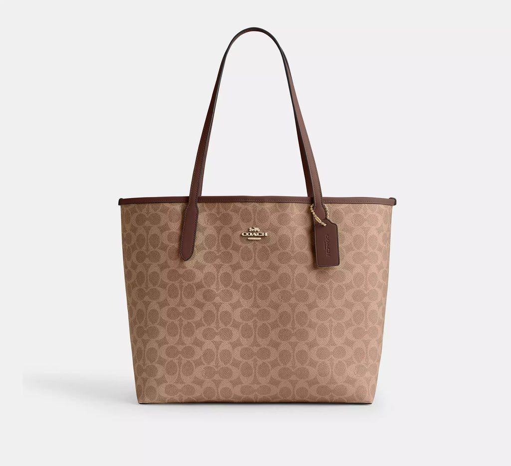 City Tote Bag In Signature Tan Brown