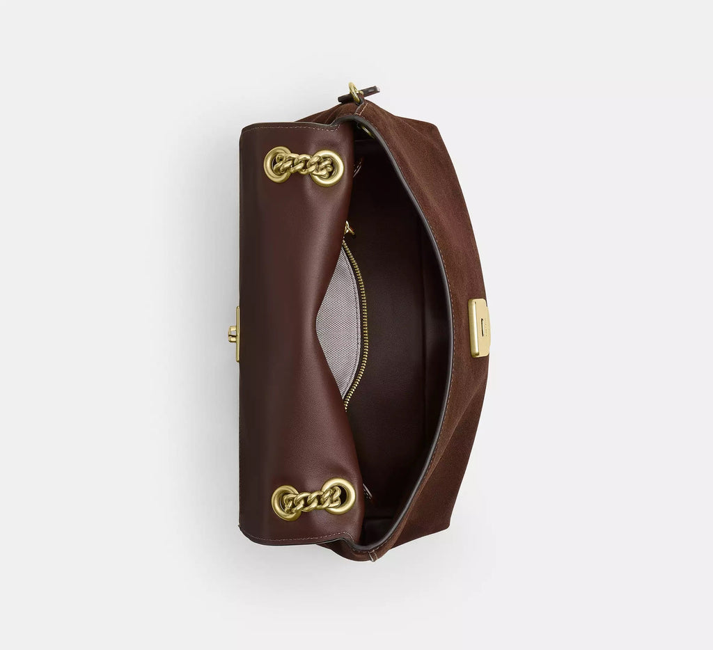 Chelsea Shoulder Bag 30 With Chain Brass/Dark Chocolate