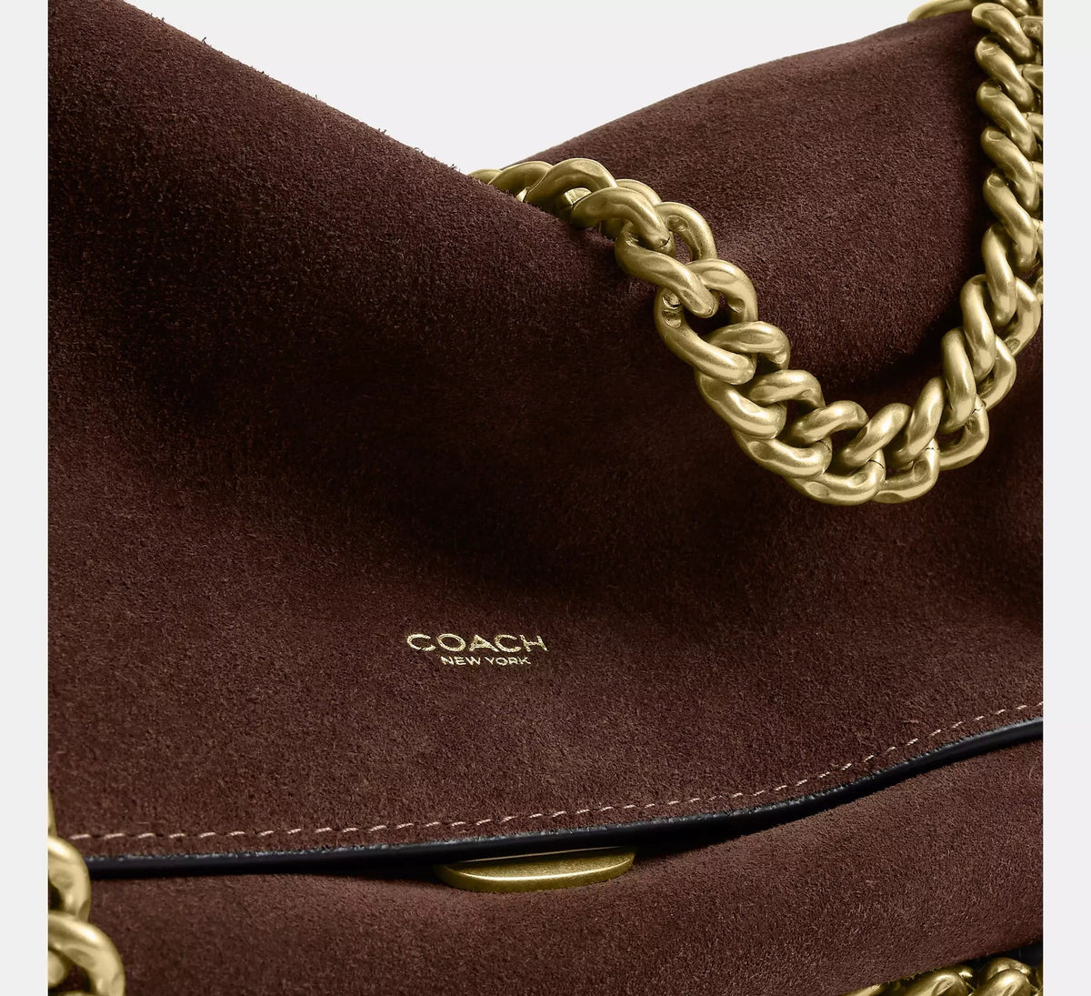 Chelsea Shoulder Bag 30 With Chain Brass/Dark Chocolate