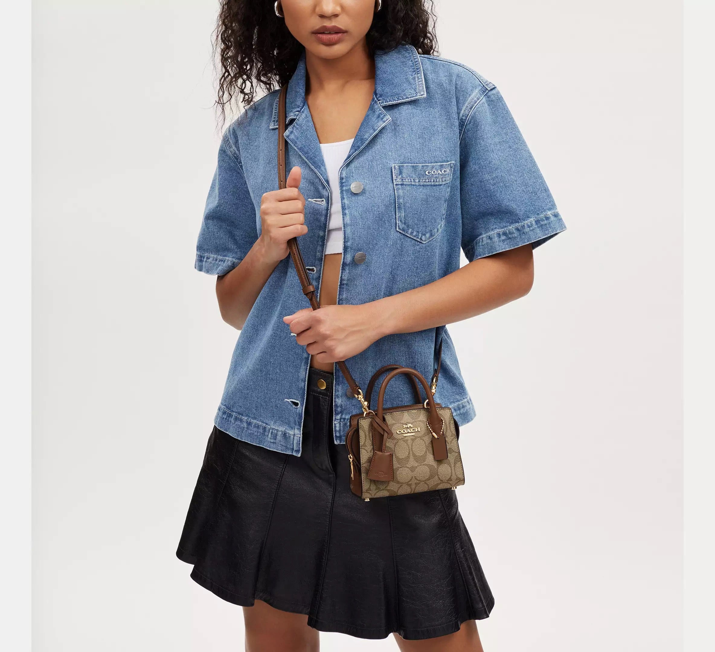 Andrea Mini Carryall In Signature Canvas Gold/Khaki Secondary image