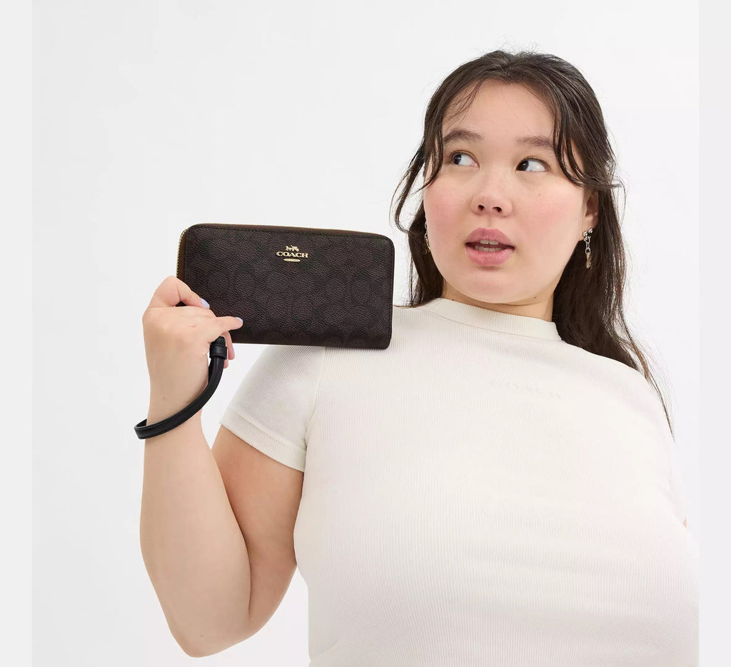 Long Zip Around Wallet In Signature Canvas