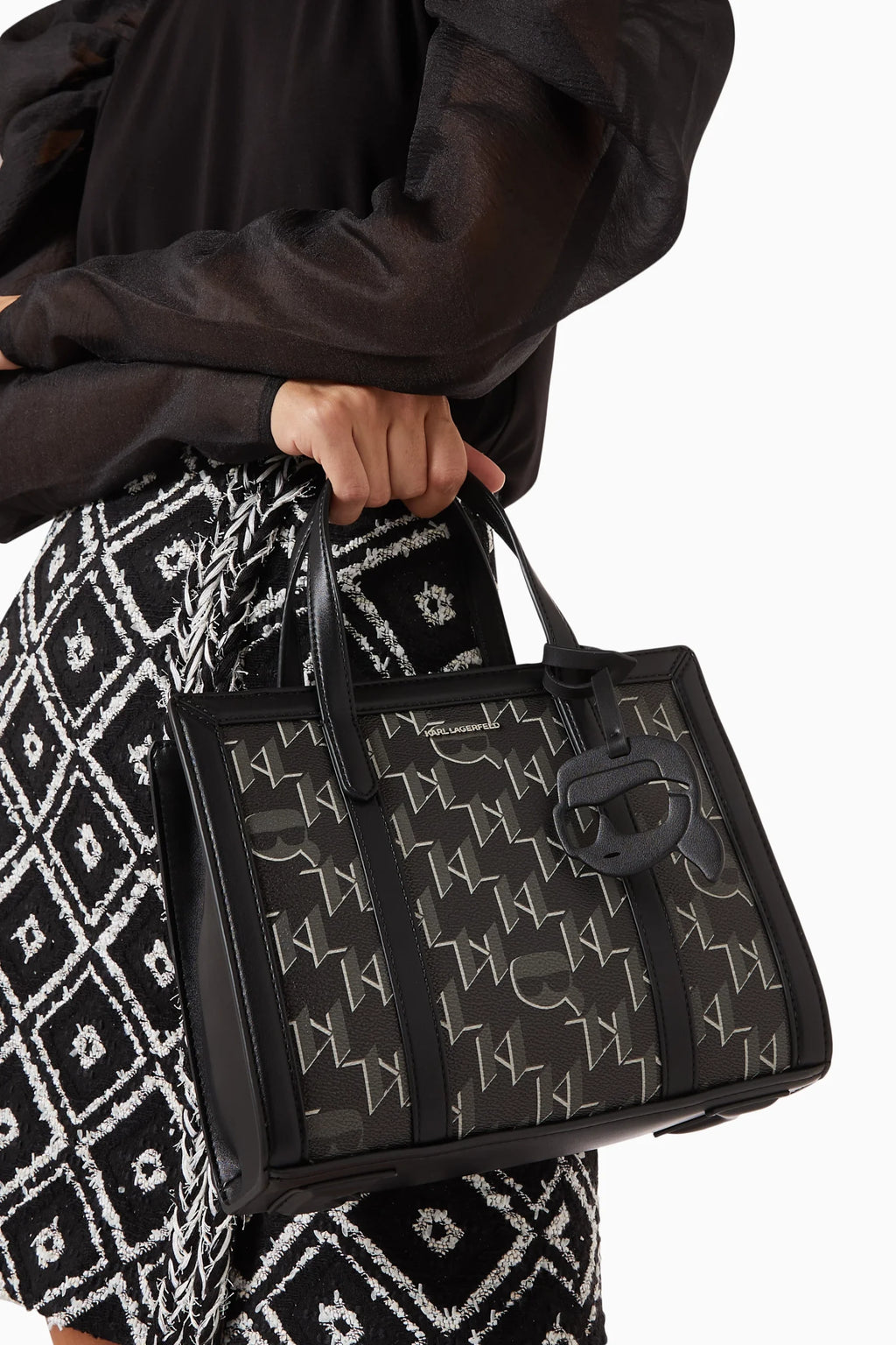K/Ikonik 2.0 Monogram Tote Bag in black