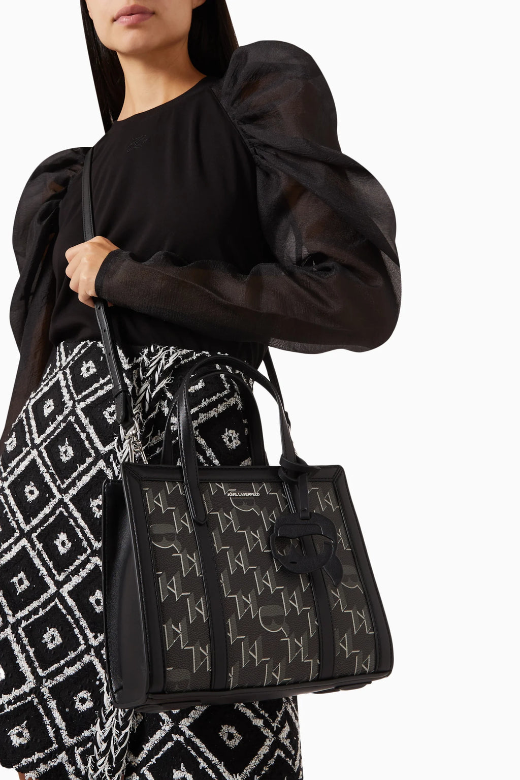 K/Ikonik 2.0 Monogram Tote Bag in black