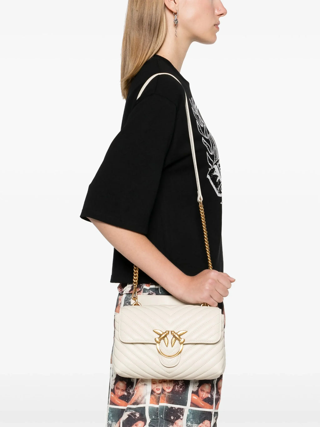 Lady Love Bag Puff medium handbag in chevron nappa leather