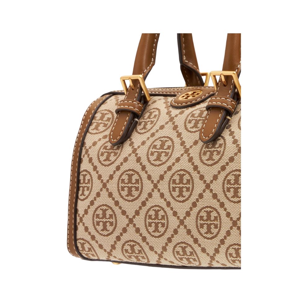 T Monogram Mini Jacquard Barrel Bag Beige