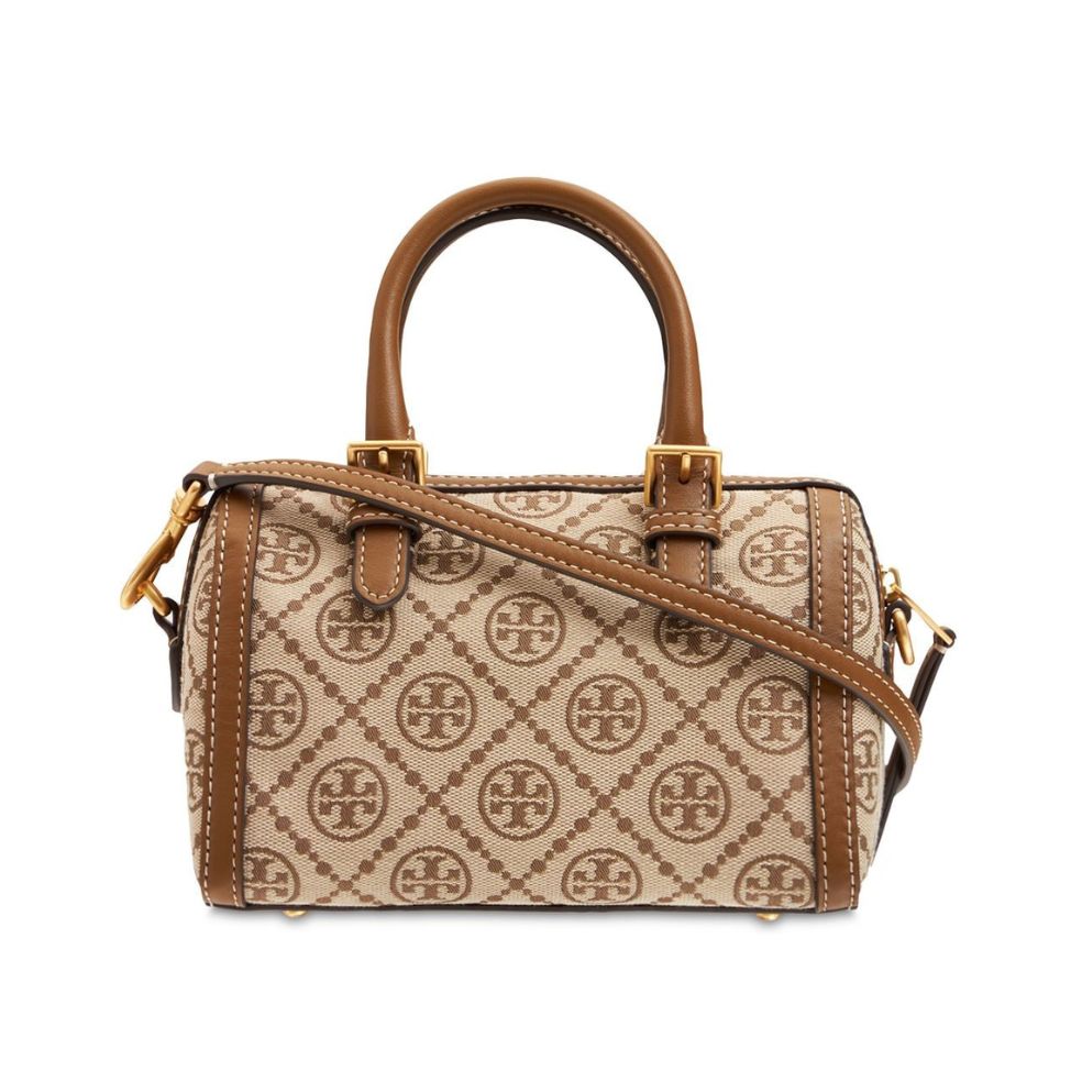T Monogram Mini Jacquard Barrel Bag Beige