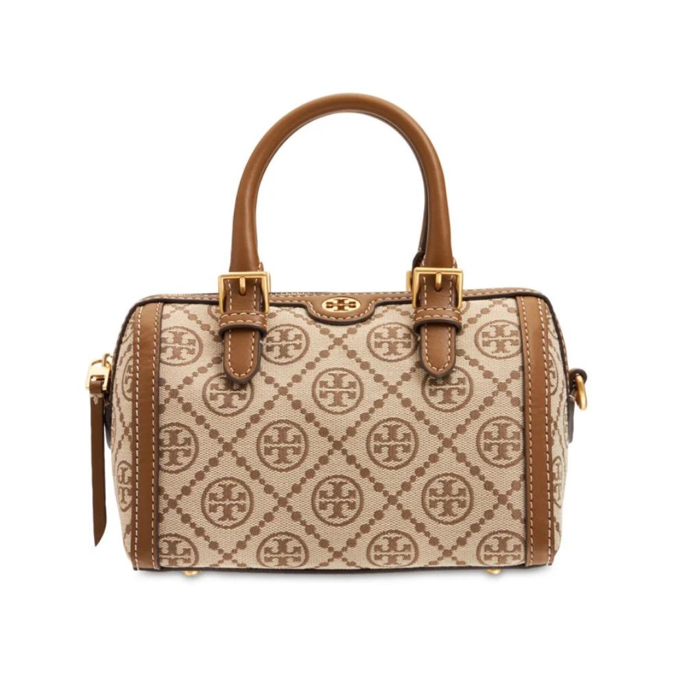 Tory Burch T Monogram Mini Jacquard Barrel Bag Beige