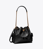 Charlie Quilted Drawstring Shoulder Bag Black