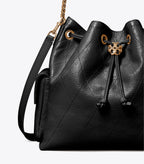 Charlie Quilted Drawstring Shoulder Bag Black
