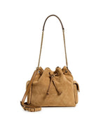 Charlie Quilted Suede Drawstring Shoulder Bag