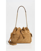 Charlie Quilted Suede Drawstring Shoulder Bag