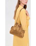 Charlie Quilted Suede Drawstring Shoulder Bag