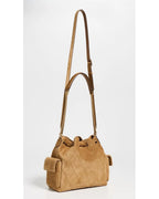 Charlie Quilted Suede Drawstring Shoulder Bag
