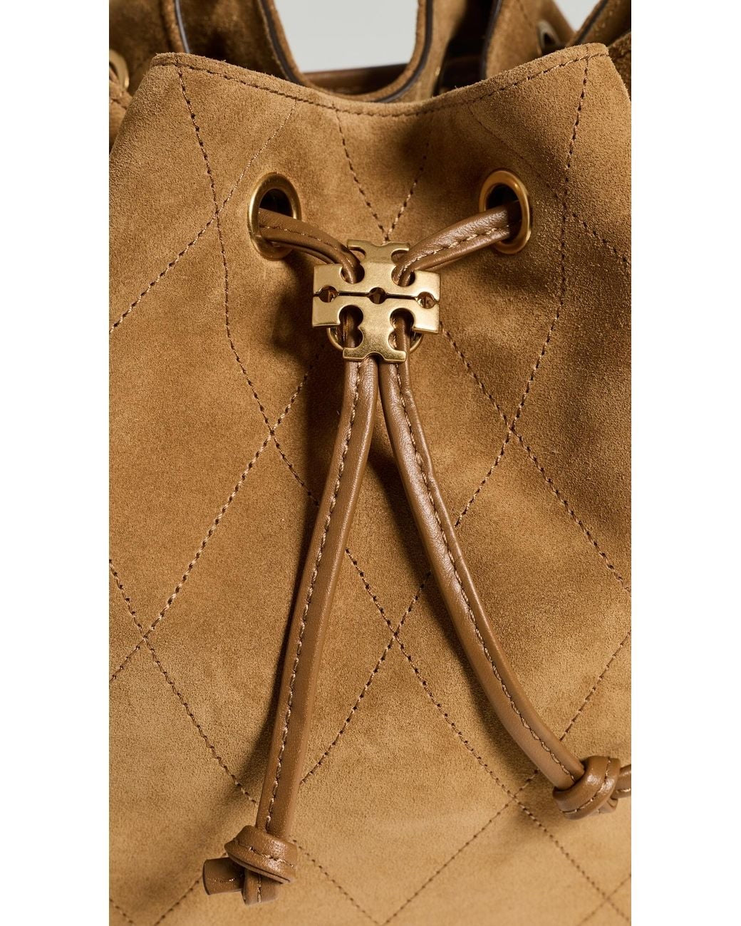Charlie Quilted Suede Drawstring Shoulder Bag
