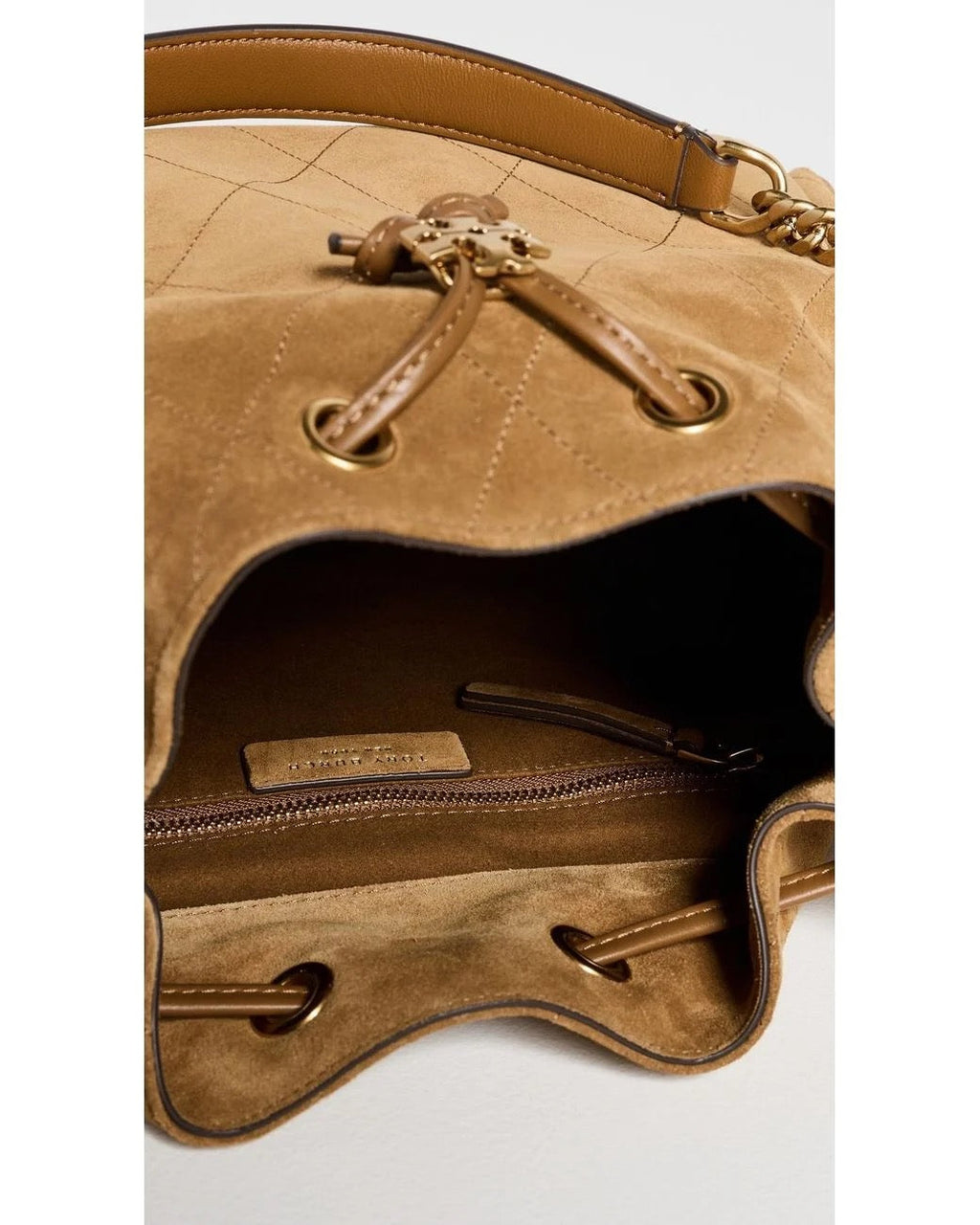 Charlie Quilted Suede Drawstring Shoulder Bag
