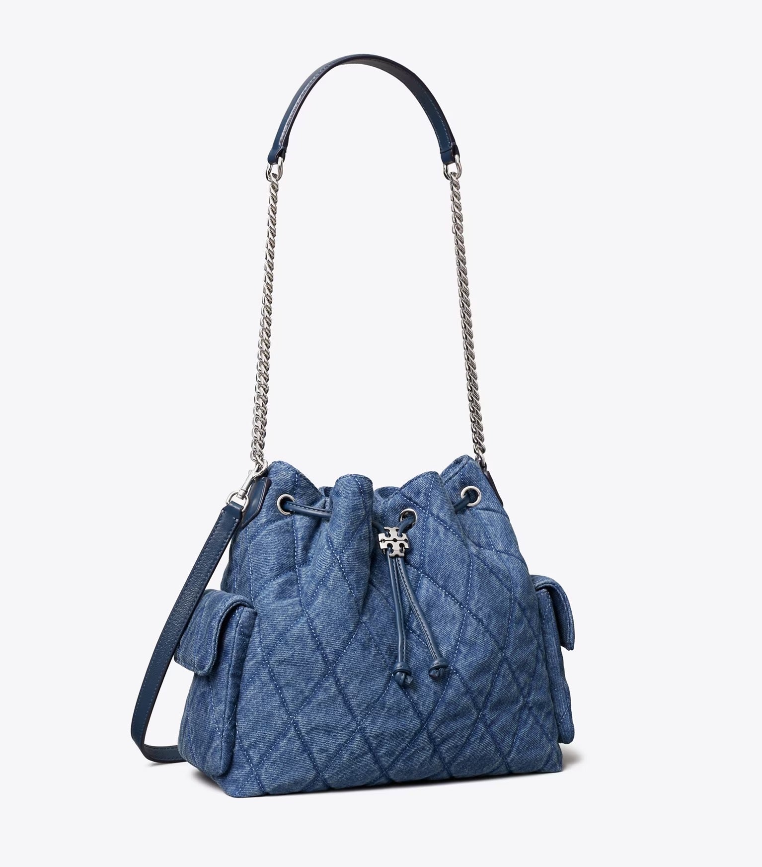 Charlie Quilted Denim Drawstring Shoulder Bag Secondary image
