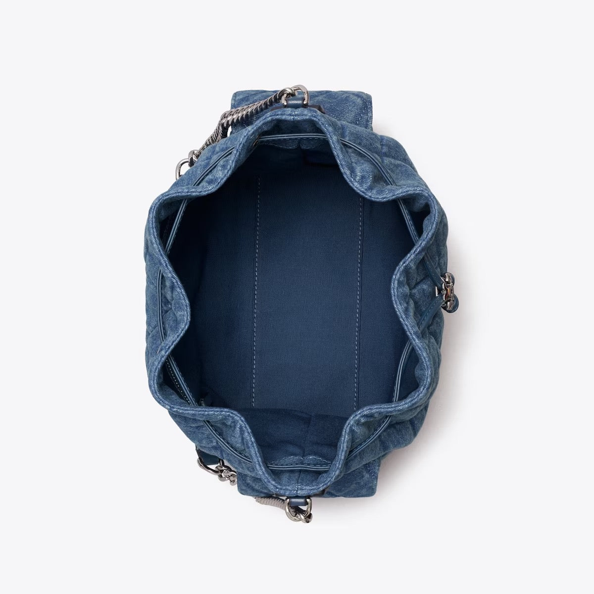 Charlie Quilted Denim Drawstring Shoulder Bag