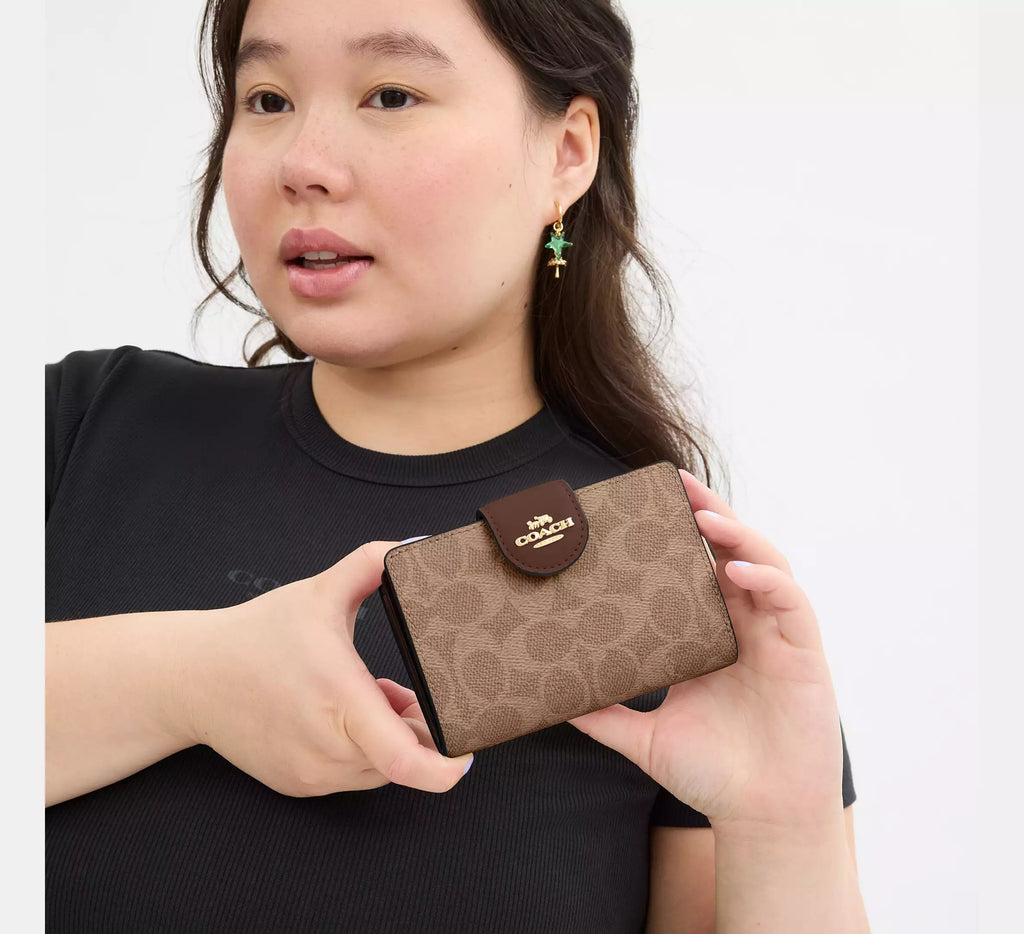 Coach Medium Corner Zip Wallet In Signature Canvas