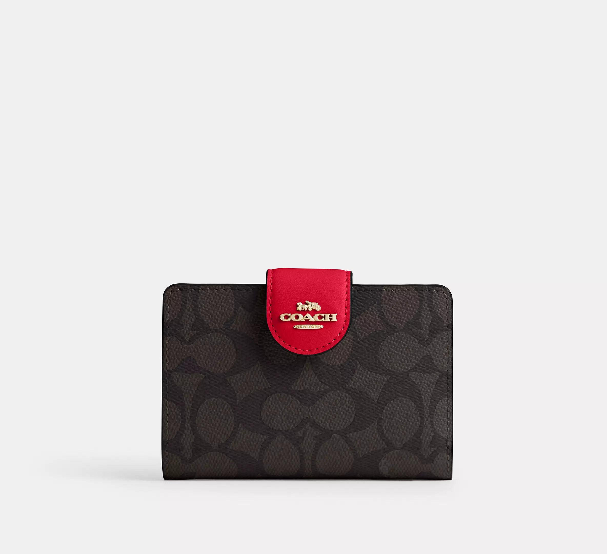 Coach Medium Corner Zip Wallet in signature canvas