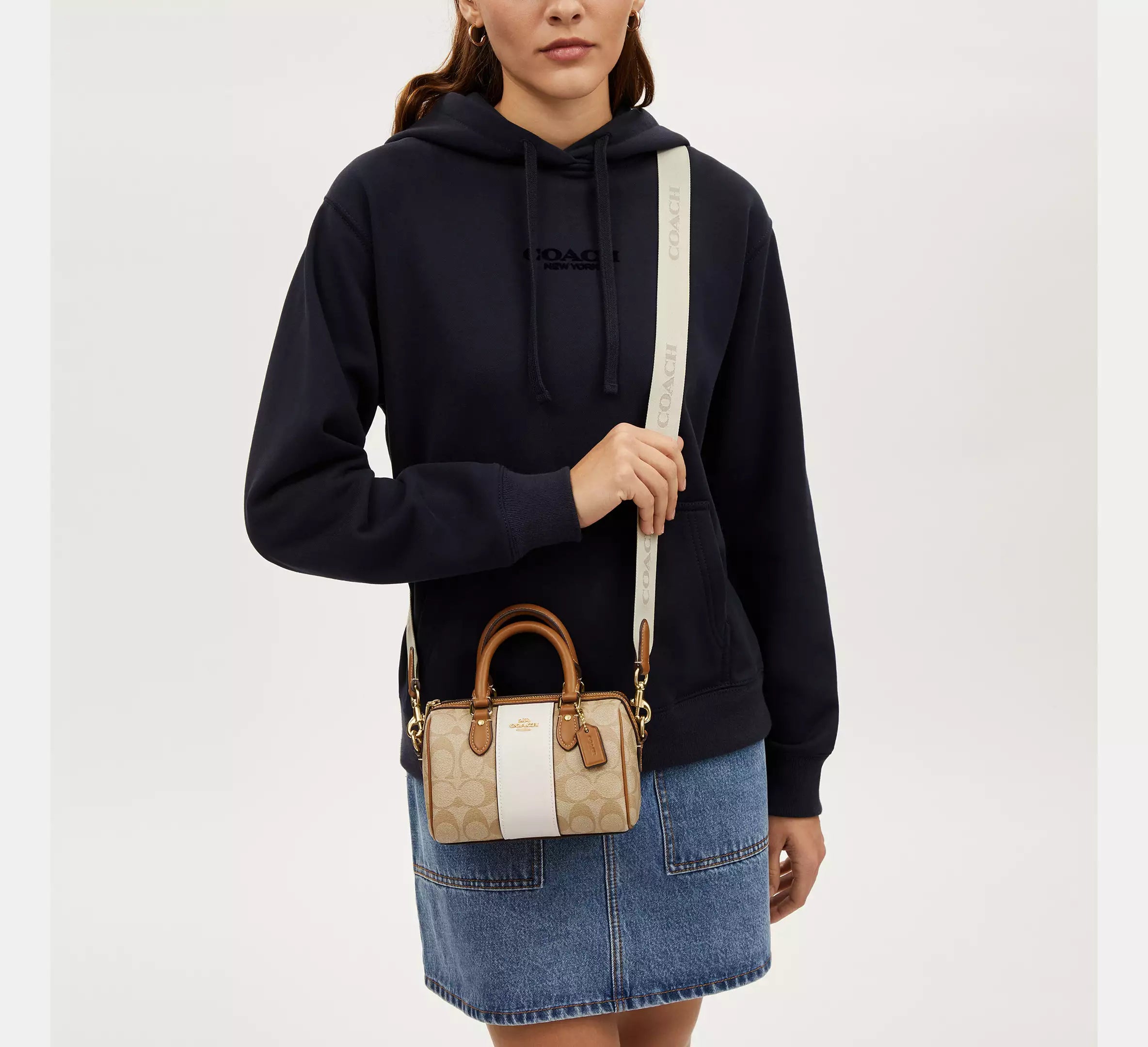 Coach Mini Rowan Crossbody In Signature Canvas With Stripe Secondary image