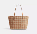 City Tote Bag With Gingham Print
